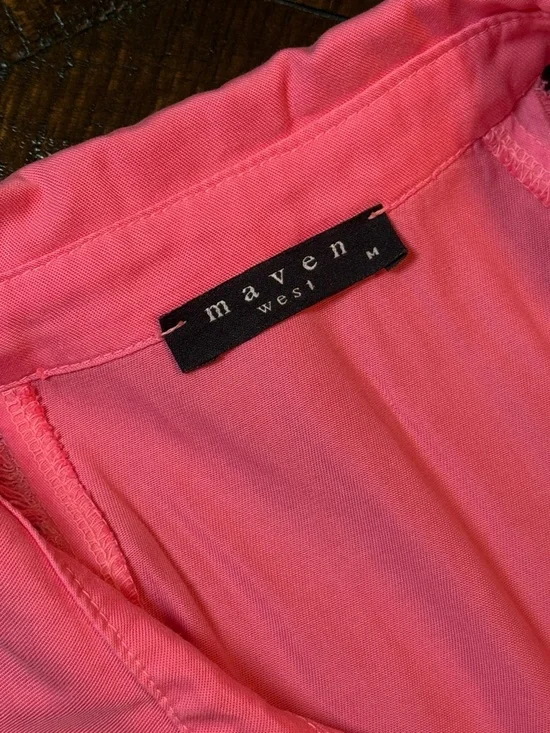 Maven West Pink Fringe Button Front Dress Sleeveless M - Picture 8 of 11
